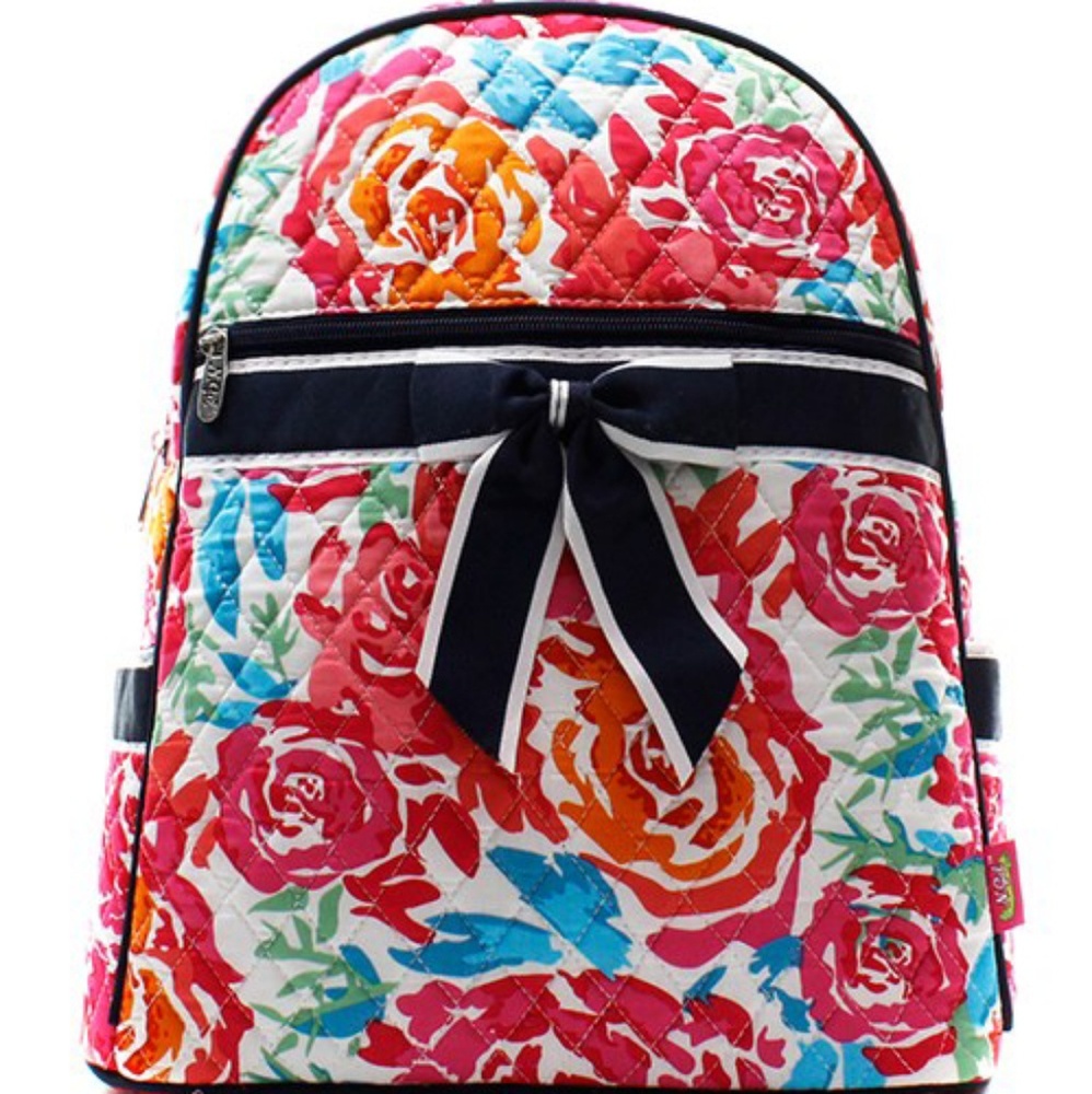 FLORAL GARDEN QUILTED MICROFIBER BOOK BAG/PACK!